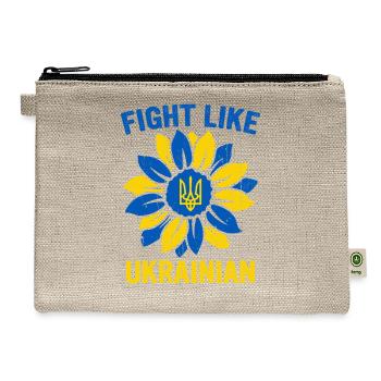 Fight like Ukrainian Sunflower Ukrainian Ukraine - Hemp Carry All Pouch - natural - Front