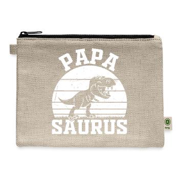 Papa Saurus Papa Dinosaur - Papasaurus - Hemp Carry All Pouch - natural - Front