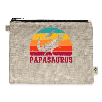 Papasaurus Papa Dinosaur - Papa Saurus Papa Dino - Hemp Carry All Pouch - natural - Front