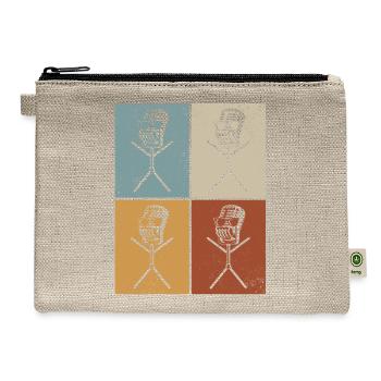 Podcast Microphone Funny Stick Figure Podcast - Hemp Carry All Pouch - natural - Front