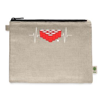 Beer Pong Heartbeat Line Beer Pong Funny - Hemp Carry All Pouch - natural - Front