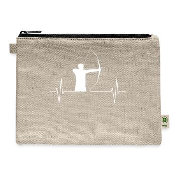 Archery Heart Heartbeat Line Archer Gift - Hemp Carry All Pouch - natural - Front