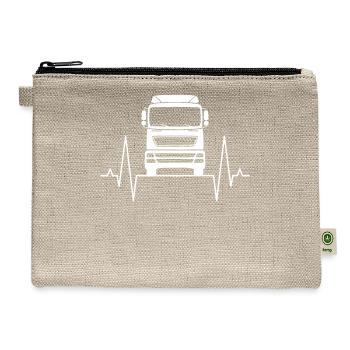 Truck Driver Lorry Lovers Heartbeat Line Gift - Hemp Carry All Pouch - natural - Front