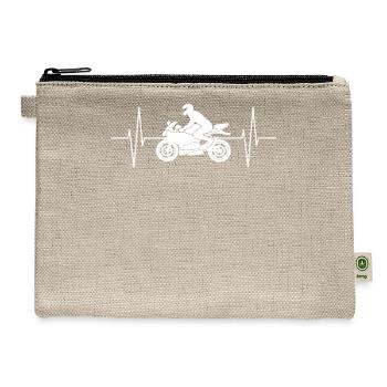 Motorcyclist Heartbeat Line Motorcycle Gift - Hemp Carry All Pouch - natural - Front