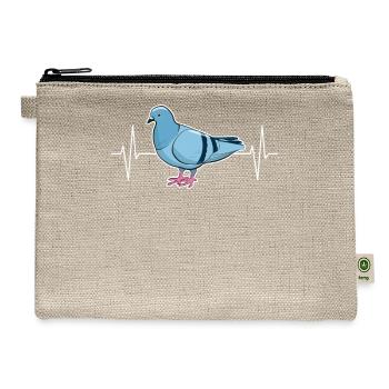 Pigeon Heartbeat Line Pigeon Breeder Gift - Hemp Carry All Pouch - natural - Front