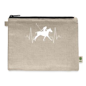 Polo Sport Rider Heartbeat Line Equestrian Gift - Hemp Carry All Pouch - natural - Front