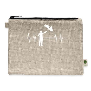 Falconer Bird Of Prey Heartbeat Line Falconry Gift - Hemp Carry All Pouch - natural - Front
