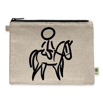 Horsewoman on Horse Rider Minimalist Minimalism - Hemp Carry All Pouch - natural - Front