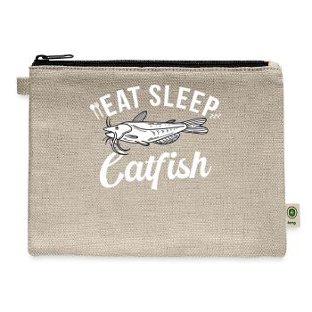 Eat Sleep Catfish Catfishing Angler Noodler - Hemp Carry All Pouch - natural - Front