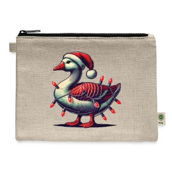 Christmas Funny Clumsy Goose - Hemp Carry All Pouch - natural - Front