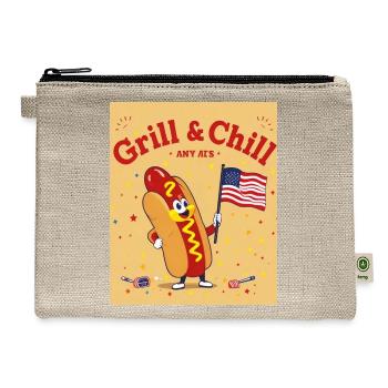 Grill Chill Hero Patriotic Hotdog BBQ - Hemp Carry All Pouch - natural - Front