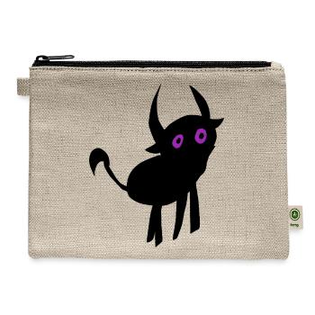 Whimsical Alien Face Design - Hemp Carry All Pouch - natural - Front