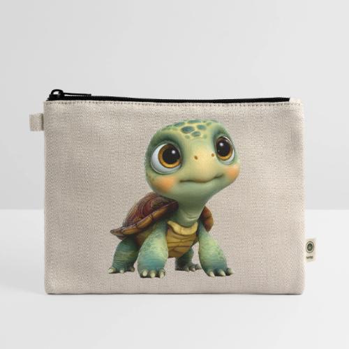 Adorable Cartoon Baby Turtle with Big Eyes - Hemp Carry All Pouch