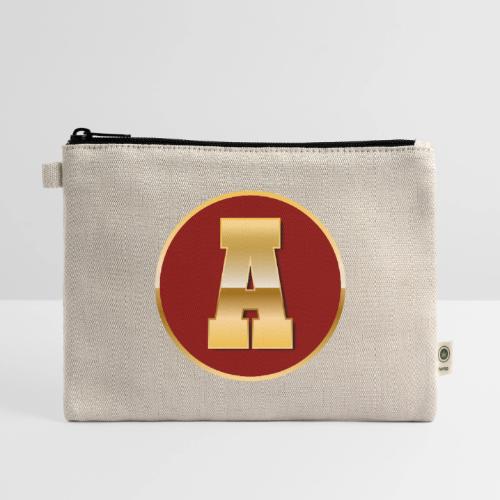 Letter A – Capital Varsity Alphabet Monogram - Hemp Carry All Pouch