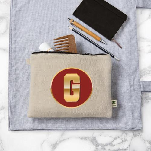 Letter G – Capital Varsity Alphabet Monogram - Hemp Carry All Pouch