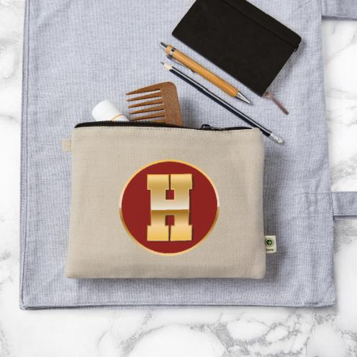 Letter H – Capital Varsity Alphabet Monogram - Hemp Carry All Pouch
