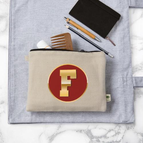 Letter F – Capital Varsity Alphabet Monogram - Hemp Carry All Pouch