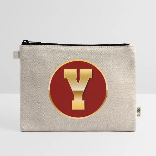 Letter Y – Capital Varsity Alphabet Monogram - Hemp Carry All Pouch