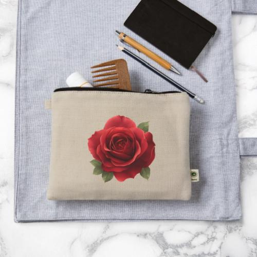 Rose: Crimson Bloom Elegance - Hemp Carry All Pouch