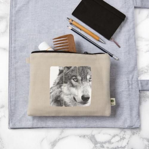 Wolf Face Triptych: Silent Alpha - Hemp Carry All Pouch