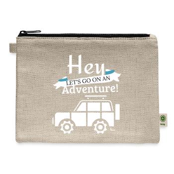 HEY LET S GO ON AN ADVENTURE, CAMPING CAR - Hemp Carry All Pouch - natural - Front