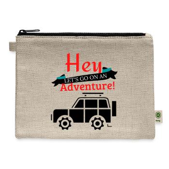 HEY LET S GO ON AN ADVENTURE, CAMPING CAR - Hemp Carry All Pouch - natural - Front