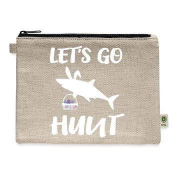 Let's Go Hunt Quotes Funny Bunny Easter Egg - Hemp Carry All Pouch - natural - Front