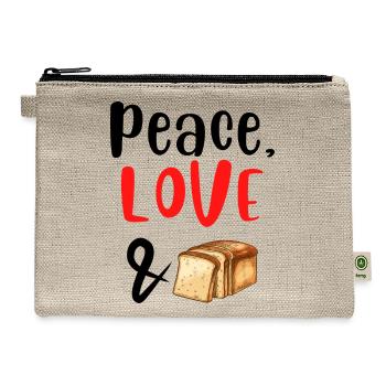 Peace Love and Bread - Hemp Carry All Pouch - natural - Front