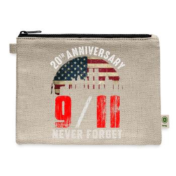 Vintage 20th Anniversary 911 Never Forget 2001 - Hemp Carry All Pouch - natural - Front