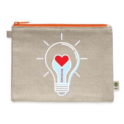 FUMCSD Heart Light Bulb - White Lines - Hemp Carry All Pouch