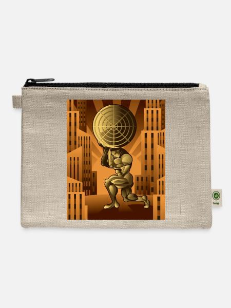 atlas shrugged holding the globe - Hemp Carry All Pouch - natural