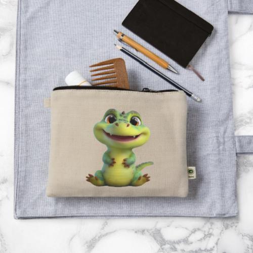 Playful Cartoon Baby Alligator - Hemp Carry All Pouch