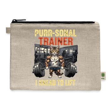 Purr-sonal Trainer I Knead to Lift - Hemp Carry All Pouch - natural - Front