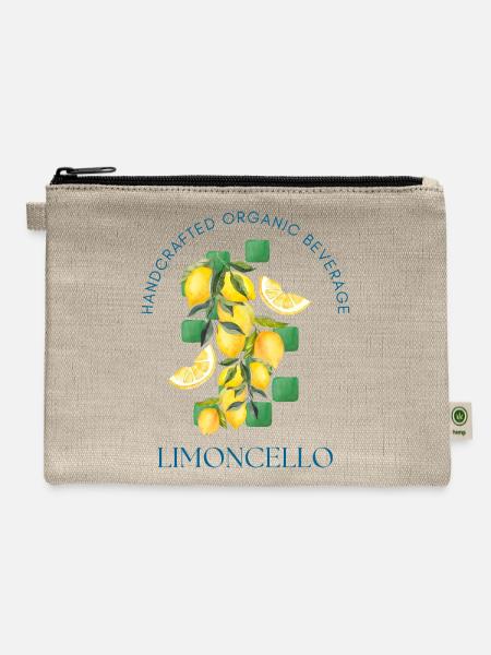 Limoncello Citrus Emblem Print - Hemp Carry All Pouch - natural
