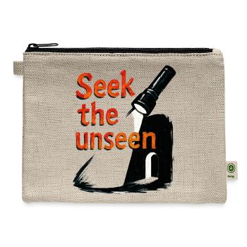 Seek The Unseen Grungy Urbex Flashlight Graphic - Hemp Carry All Pouch - natural - Front