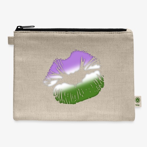 Genderqueer Pride Big Kissing Lips - Hemp Carry All Pouch