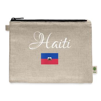 Haiti Caribbean National Flag - Hemp Carry All Pouch - natural - Front