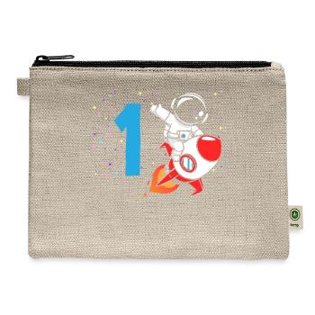 1st Birthday Boy 1 Year Astronaut Birthday - Hemp Carry All Pouch - natural - Front