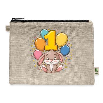 1st Birthday Bunny Rabbit Children's Birthday - Hemp Carry All Pouch - natural - Front