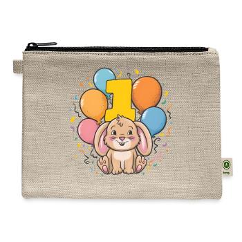 1st Birthday Bunny Rabbit Children's Birthday - Hemp Carry All Pouch - natural - Front