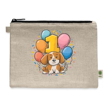 1st Birthday Dog Dogs Children's Birthday - Hemp Carry All Pouch - natural - Front