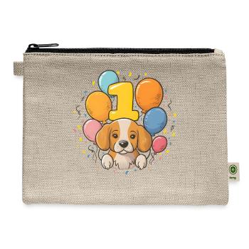 1st Birthday Dog Dogs Children's Birthday - Hemp Carry All Pouch - natural - Front