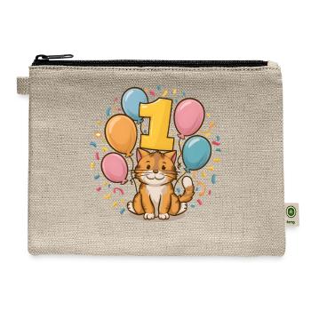 1st Birthday Cat Cats Children's Birthday - Hemp Carry All Pouch - natural - Front