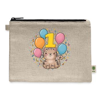 1st Birthday Cat Cats Children's Birthday - Hemp Carry All Pouch - natural - Front