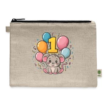 1st Birthday Mouse Mice Children's Birthday - Hemp Carry All Pouch - natural - Front