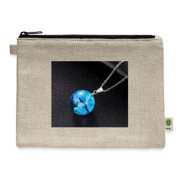 Azure Depth Orb Necklace - Hemp Carry All Pouch - natural - Front