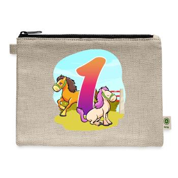 1st Birthday Horseback Riding Horse-themed One - Hemp Carry All Pouch - natural - Front