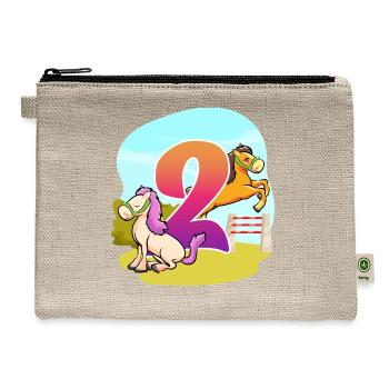 2nd Birthday Horseback Riding Horse-themed Two - Hemp Carry All Pouch - natural - Front