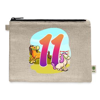 11th Birthday Horseback Riding Horse-themed - Hemp Carry All Pouch - natural - Front