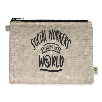 Social Workers Change The World Social Worker - Hemp Carry All Pouch - natural - Front